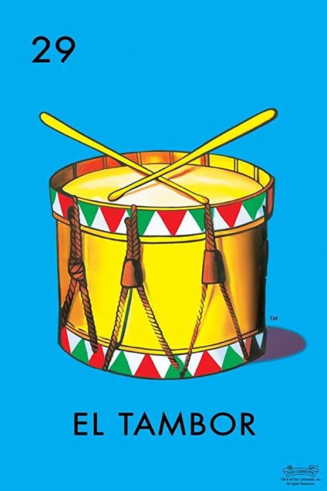 Amazon.com: 29 El Tambor Drum Loteria Card Mexican Bingo Lottery Cubicle Locker Mini Art Poster 8x12: Posters & Prints Mexican Bingo, Loteria Cards, Giant Poster, Cards Easy, Lovely Poster, Art Textiles, Cool Wall Decor, Year 7, Mexican Party