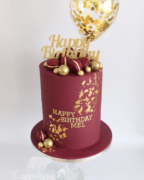 Red And Gold Cake For Men, Red Velvet And Chocolate Cake, Maroon And Gold Cake, Red Velvet Birthday Cake For Men, Maroon Birthday Cake, Red Birthday Cake For Men, Wine Cake Designs, Burgundy Birthday Cake, Velvet Cake Design