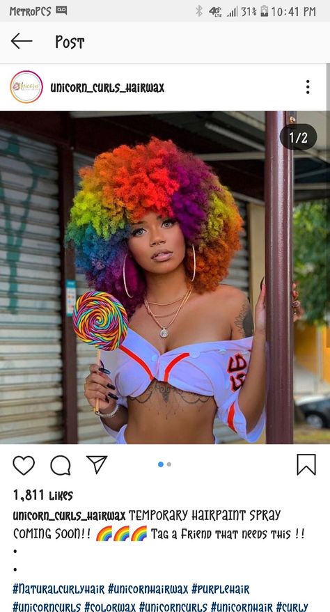 Pride Hairstyles Black Women, Rainbow Afro Hair, Rainbow Locs Black Women, Rainbow Hair Black Women, Black Women Hair Natural, Rainbow Curly Hair, Rainbow Afro, Purple Locs, Colorful Afro