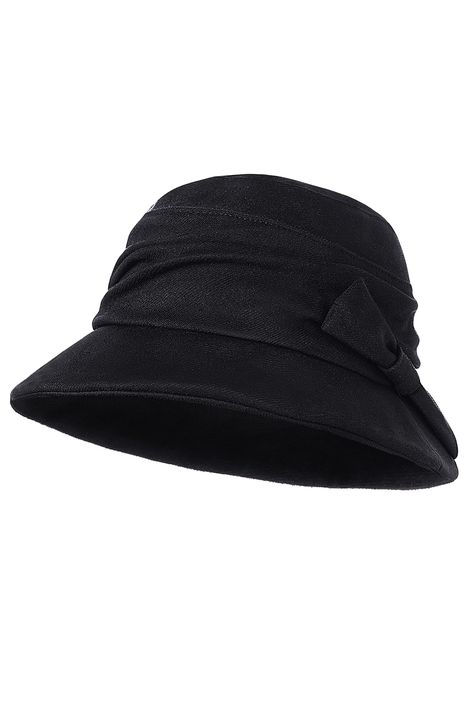 PRICES MAY VARY. 100% Polyester Imported Material: Polyester. Size: Head Circumference: 22"-22.6", Hat brim: 2.4", Height: 6.3". Design: Vintage 1920s style hat with classy bowknot accent and elegant crimping design, this cloche bucket hat is a great add-on to show your charm and attraction. Feature: The classic silhouette, with stylish brim, sweat-absorbing sweatband and breathable inner lining. It will protect you against chill, and won’t cause your head to sweat excessively. Occasions: Great 1920s Hats, Roaring 20s Party, Gatsby Themed Party, Flapper Costume, Round Hat, 1920s Style, Bowler Hat, Cloche Hat, 1920s Fashion