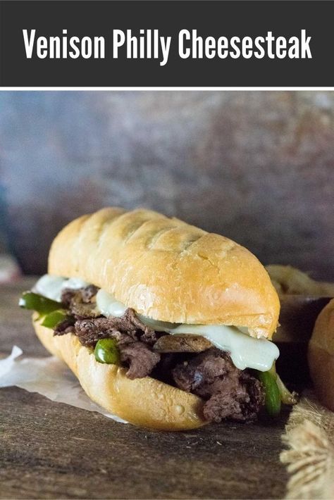 Create a mouthwatering Philly cheesesteak with the deer meat in your freezer! #venison #sandwich #deer Venison Cheesesteak, Slow Cooker Philly Cheese Steak, Deer Steak Recipes, Philly Steak Sandwich, Fort Scott Kansas, Venison Steak Recipes, Deer Steak, Philly Cheese Steak Sandwich, Steak Sandwich Recipes