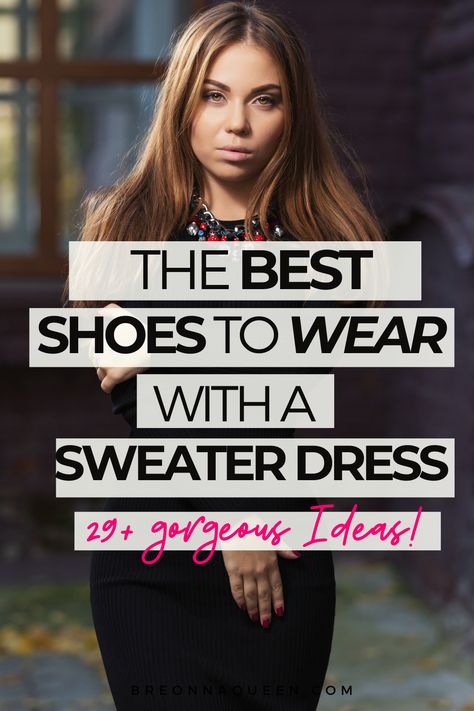 Knit Dresses Outfit, Short Black Sweater Dress Outfit, Rust Sweater Dress Outfit, Sweater Dress Sneakers Outfit, Winter Outfit Ideas Dress To Impress, Sweater Dress Outfit Work, Sweater Dress Winter Outfits, Shoes To Wear With Sweater Dresses, Styling A Sweater Dress