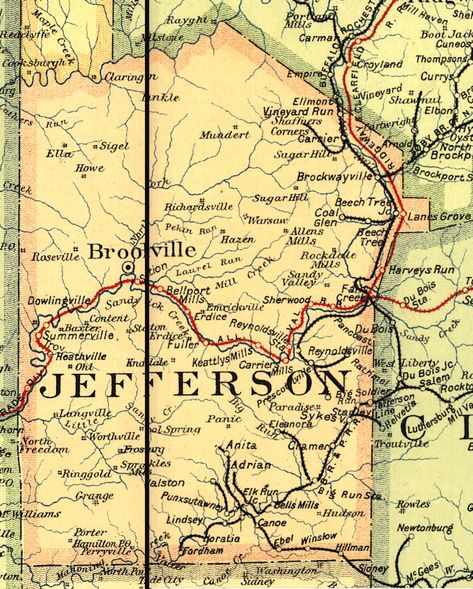 Genealogy Map, Pennsylvania Railroad, County Map, Falls Creek, Jefferson County, Old Maps, Bond Street, Places Of Interest, Blues Rock