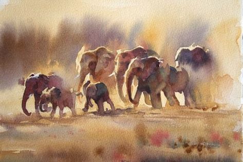 Hazel Soan, Elephant Art, National Portrait Gallery, African Animals, British Artist, Watercolor Animals, Wildlife Art, Watercolor Artist, Art Elephant