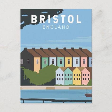 Bristol England Retro Travel Art Vintage Postcard Vintage Postcards Travel, Bristol England, Vector Art Design, Travel Postcard, Posters And Prints, Vintage Postcard, Vintage Poster, Vintage Travel, Art Vintage