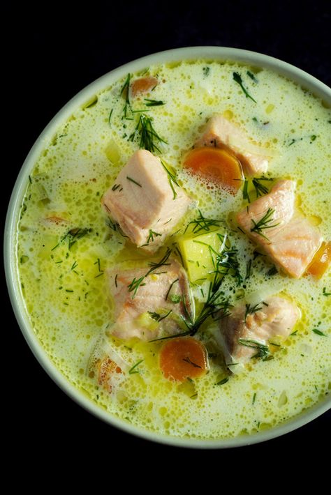 Finnish Salmon Soup, Salmon Soup, Scandinavian Food, Minestrone, Fish Dishes, Salmon Recipes, Soup And Salad, Fish Recipes, Soups And Stews