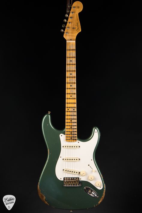 Fender Custom Shop Limited Edition 56 Stratocaster Heavy Relic - Aged Sherwood Green Metallic - Eddie's Guitars Custom Stratocaster, Fender Electric Guitar, Fender Custom Shop, Fender Stratocaster, Body Electric, Electric Guitars, Vintage Guitars, Musical Instruments, Electric Guitar