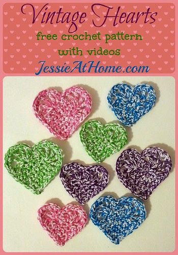 Vintage Hearts https://www.jessieathome.com/vintage-hearts/ Vintage Hearts, Crochet Hearts, Crochet Heart Pattern, Valentines Crochet, Crochet Vintage, Holiday Crochet, Crochet Heart, Crochet Applique, Bag Crochet