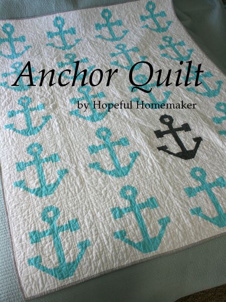 tutorial: Pieced Anchor quilt block with Cable style quilting Anchor Quilt Pattern, Anchor Quilt, Kid Quilts, Nautical Quilt, Beach Quilt, Sea Quilt, Baby Boy Quilts, Summer Quilts, Quilt Baby