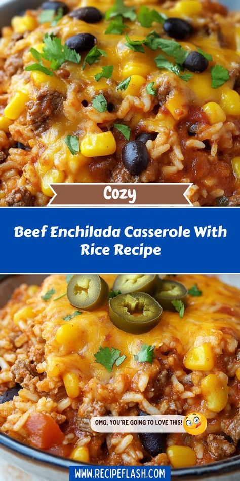 Want to impress your family with a flavorful twist on classic enchiladas? This Beef Enchilada Casserole with Rice is a delicious and easy way to enjoy ground beef in a new form. Pin this recipe now for a delightful dinner option you can count on! Enchilada Casserole With Rice, Casserole With Rice, Beef Enchilada Casserole, Easy Enchilada Casserole, Ground Beef Enchiladas, Beef Enchilada, Beef Enchiladas, Enchilada Casserole, Dinner Options