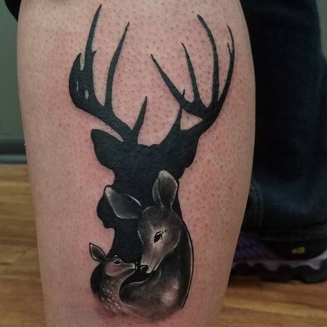 12 Awesome Buck and Doe Tattoo Designs | PetPress Doe And Deer Tattoo, Couple Tattoos Buck And Doe, Buck Doe Tattoo, Deer And Doe Tattoo Couple, Buck And Fawn Tattoo, Buck Tattoo With Flowers, Deer Couple Tattoo, Doe And Fawn Tattoo, Deer Family Tattoo