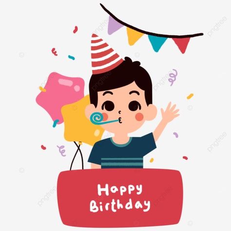 Stickers Smile, Happy Birthday Cartoon, Happy Birthday Cute, Birthday Photo Background, Card Character, Happy Birthday Illustration, Cartoon Party, Happy Birthday Boy, Happy Birthday Png