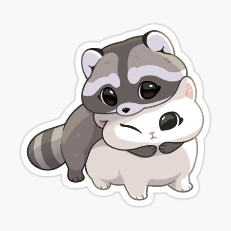 "Cuddle Raccoon" Sticker for Sale by Lilypawstudio Cute Sticker Ideas Easy, Disney Stickers Aesthetic, Diy Stickers Aesthetic, Aesthetic Diy Stickers, Raccoon Kawaii, Cute Raccoon Drawing, Instagram Stickers Aesthetic, Cute Sticker Designs, Cute Animals Stickers