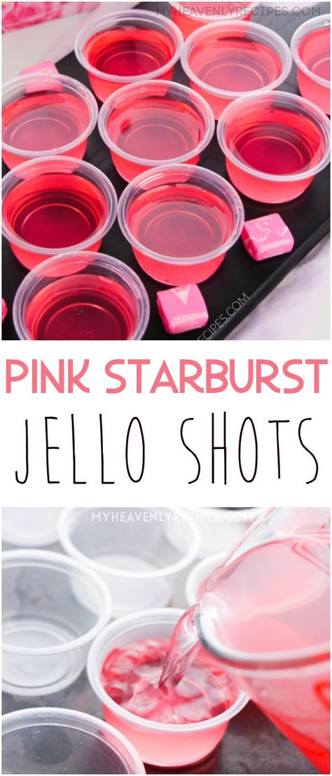 Pink Starburst Jello Shots, Starburst Jello Shots, Pink Party Foods, Barbie Theme Party, Pudding Shots, Pink Starburst, Jello Shot Recipes, Yummy Alcoholic Drinks, Birthday Drinks