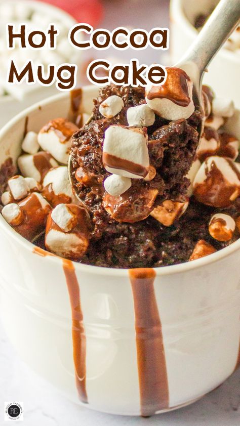 Chocolatey and ready in minutes, Hot Cocoa Mug Cake recipe makes 2 servings, so it’s perfect for sharing when you’re craving something sweet! Hot Cocoa Mug Cake, Cocoa Mug Cake, Mugcake Recipe, Skillet Pizza, Mug Cake Recipe, Mug Cakes, Mug Recipes, Eat Seasonal, Delicacy Food