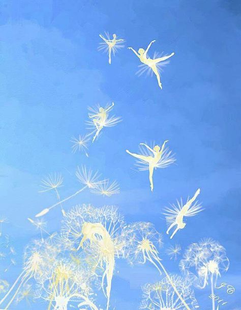 Dandelion Fairies Dandelion Ballerina, Ballerina Tattoo, Dancing Fairies, Dandelion Seeds, Fairies Dancing, Room Painting, Fairy Aesthetic, Dandelion Flower, Love Fairy