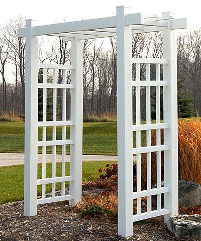 Dura-Trel Windsor Arbor, White, 85"H at BestNest.com Garden Archway, Vinyl Pergola, Arbors Trellis, Garden Vines, Garden Arbor, Wooden Pergola, Pergola Plans, Pergola Kits, Diy Pergola