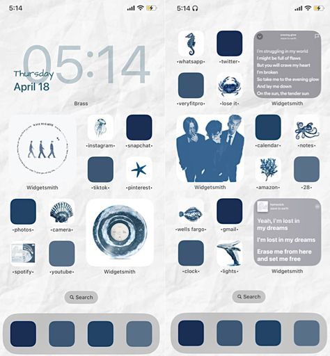 ios layout | wave to earth aesthetic | homescreen inspo Apple Homescreen Aesthetic, Wave Homescreen, Wave To Earth Homescreen, Wave To Earth Icons Blue, Blue Ios Layout, Wave To Earth Ios Layout, Ios Layout Aesthetic Blue, Wave To Earth Aesthetic, Iphone Light