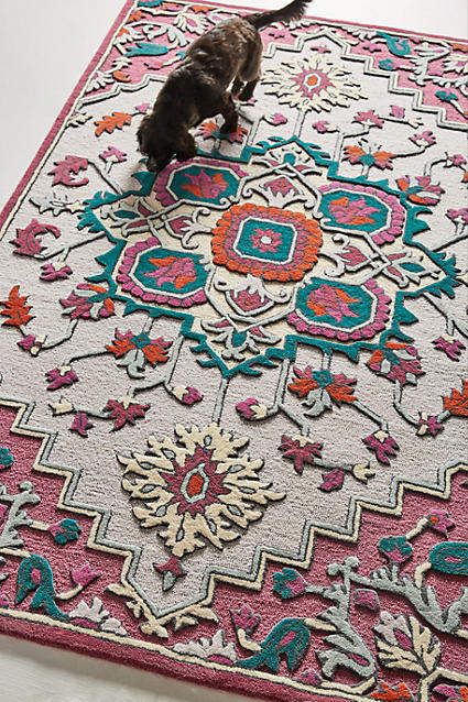 Anthropologie Tufted Melita Rug Art Deco Area Rug, Iranian Rugs, Area Rug Pad, Basement Bedroom, Black Background Photography, Natural Fiber Rugs, Carpet Stairs, Living Room Decor Apartment, Home Room Design