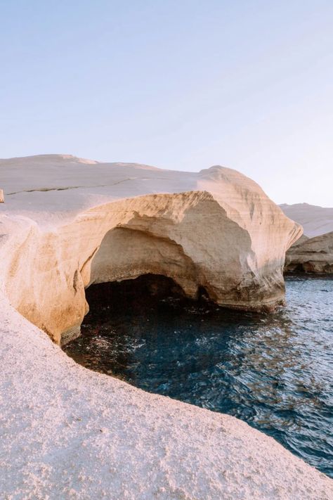 Sarakiniko Beach in Milos, Greece: The Best Milos Beach! Milos Greece Photography, Greece Vibes, Sarakiniko Beach, Myrtos Beach, Milos Greece, Europe 2023, Laying On The Beach, Moon Beach, Uninhabited Island