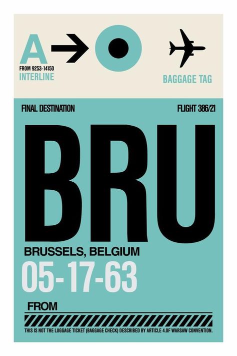 Airport Airline Luggage Bag Baggage Tags Tickets Brussels Checked Baggage, Ticket Design, Baggage Tags, 카드 디자인, Airline Tickets, Luggage Bag, Tag Design, Infographic Design, Brussels