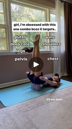 20K views · 8.8K reactions | Yes, I’ll admit it… this exercise combo is my obsession right now, and my online members know it well! 🤍

It’s one of those move combos that works your entire body at once—perfect for building strength, stability, and grace. Balancing on a yoga block? Amazing for pelvic floor health and core strength, which are key for a flatter tummy.

Don’t worry about how high you lift your legs—focus on form!

Here’s how I want you to try it: ✨ Grab light dumbbells, aim for balance and control. ✨ Work for 45 seconds, repeat 4 rounds.

We’ll hit:

Shoulders
Back
Arms
Chest
Deep core
Pelvic floor
Let me know in the comments if you give it a go or need help picking weights! 🏋️‍♀️

💫 Join my 2-week Pilates Challenge for more moves like this! Link in bio to sign up ✨

From on Block Workout, Yoga Blocks Exercises, 20 Min Workout, Core Fitness, Pilates Ball, Wall Pilates, Pilates Challenge, Deep Core, Flatter Tummy