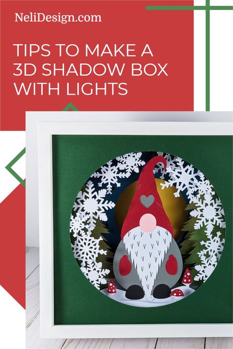 Cricut Christmas Shadow Boxes, Winter Shadow Box Ideas Diy, 3d Layered Paper Art Christmas, 3d Paper Cricut Projects, Gnome Shadow Box Ideas, 3d Shadow Box Cricut Svg Free Christmas, 3d Christmas Paper Craft, 3d Lighted Shadow Box Cricut, Lighted Shadow Box Ideas Diy