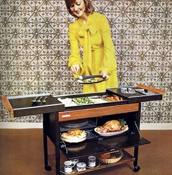 Hostess Trolley, Pyrex Dishes, Metal Sideboard, Prime Steak, Pizza Oven, Pyrex, Childhood Memories, Sideboard, 1970s