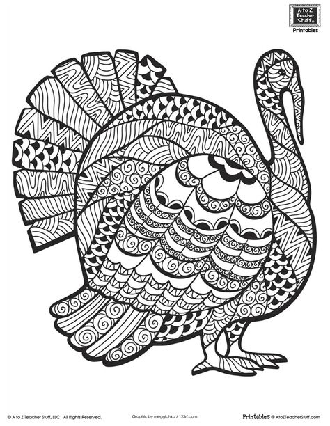 Advanced Coloring Page for Older Students or Adults: Thanksgiving Turkey {free printable} Preschool Turkey, Book Turkey, Pictures Of Turkeys, Turkey Coloring, Thanksgiving Coloring Sheets, Thanksgiving Coloring Book, Free Thanksgiving Coloring Pages, Turkey Disguise, Turkey Coloring Pages