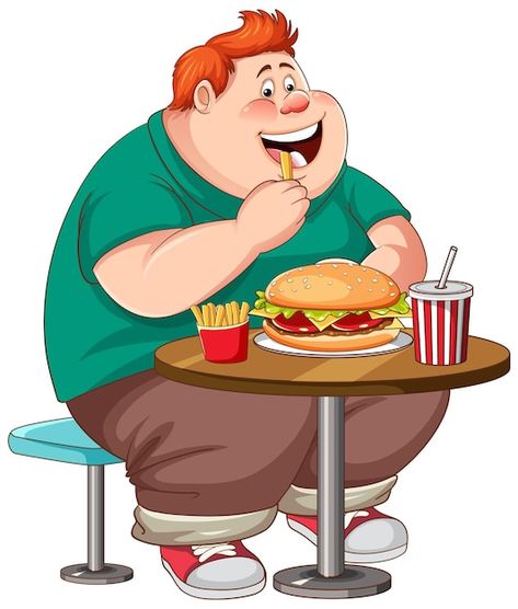 Free vector overweight man eating fast f... | Free Vector #Freepik #freevector #fat-character #fat-cartoon #fat-people #fat-person Fat Cartoon Characters, Best High Fiber Foods, Cartoons Eating, Fat Cartoon, Fat Person, Man Eating, Food On The Table, Psychological Effects, Person Drawing