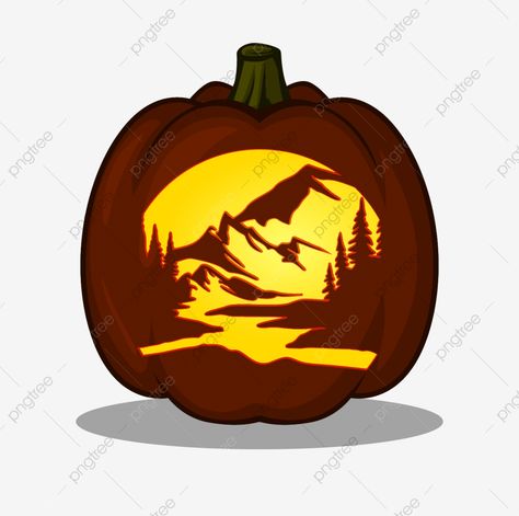 Pumpkin Carving Ideas Not Faces, Mountains Pumpkin Carving, Pumpkin Carving Mountains, Landscape Pumpkin Carving, Mountain Pumpkin Carving, Smile Vector, Adventure Logo Design, Mountain Vector, Vector Face