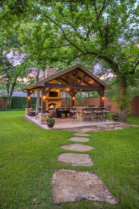 Rustic Patio, Backyard Fireplace, Backyard Gazebo, Beautiful Patios, Backyard Retreat, Pergola Patio, Small Garden Design, Backyard Patio Designs, Backyard Landscaping Designs