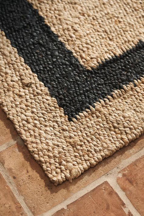 Black Border Jute Rug | Anthropologie Black And Jute Rug, Hessian Rug, Townhome Decor, Soft Jute Rugs, Rug Anthropologie, Townhome Decorating, Outdoor Jute Rug, Hemp Rug, Room Refresh