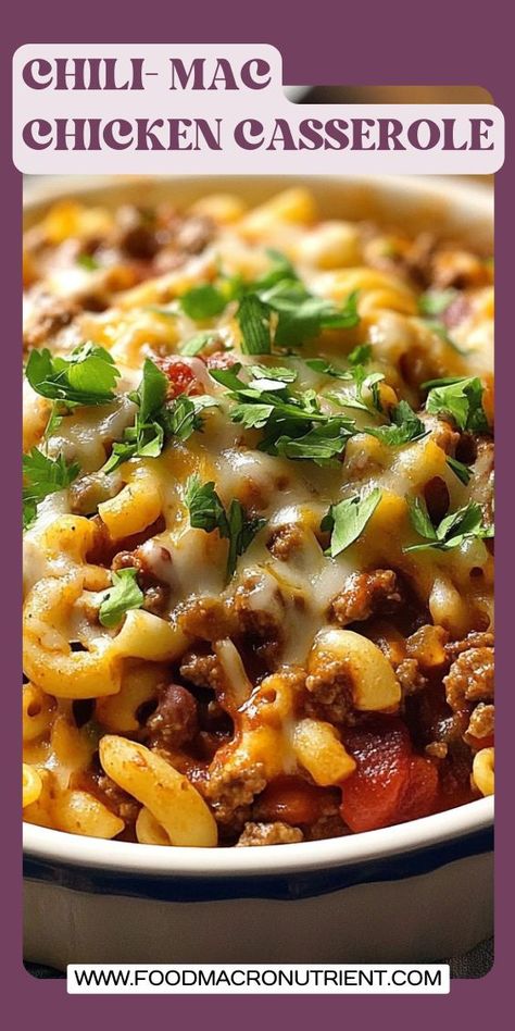 You’ll love every bite of this Chili Mac Casserole, where spicy chili meets cheesy macaroni in a baked casserole that's hearty and satisfying. It’s an easy-to-make, one-dish meal that’s perfect for meal prep, family dinners, or feeding a crowd! Chili Mac Casserole, Meal Prep Family Dinners, Diy Snack Ideas, Mac Chicken, Meal Prep Family, Cheesy Macaroni, Cozy Movie Night, Chili Mac, Diy Snacks