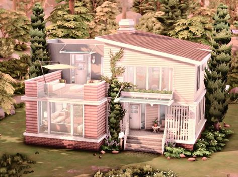 Sims 4 Pastel House, Sims 4 Loft, Sims 4 Cottage, Lotes The Sims 4, Sims Freeplay Houses, Sims 4 Challenges, Sims 4 House Plans, Sims 4 House Building, Pastel House