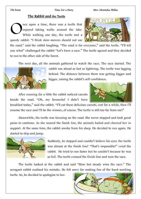 The Rabbit And The Turtle Story, Turtle And Rabbit Story, Stories With Moral Lessons, English Moral Stories, Esl Reading, Short Moral Stories, English Stories For Kids, English Short Stories, Reading Comprehension Lessons