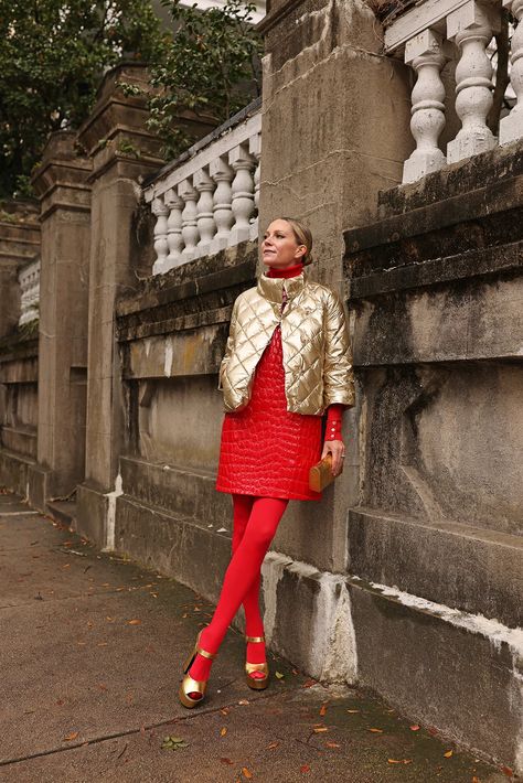 metallic puffer jacket Metallic Puffer Jacket, Blair Eadie, Atlantic Pacific, Don't Sleep, Tulle Skirts, Zara Outfit, Red Dress Outfit, Big Big, Pants Denim