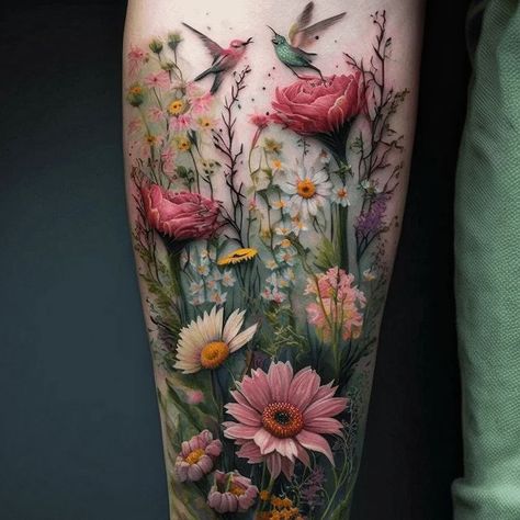 Set Your Imagination Free with Our Latest Floral Tattoo Concept: A Vibrant Symphony of Blossoms on Your Skin 🌺 🌹 #floralart… | Instagram Bird Flower Tattoo, Throat Tattoos, Vintage Floral Tattoos, Bird And Flower Tattoo, Ethereal Tattoos, Flower Vine Tattoos, Hummingbird Tattoos, Tattoo Over Scar, Garden Tattoos