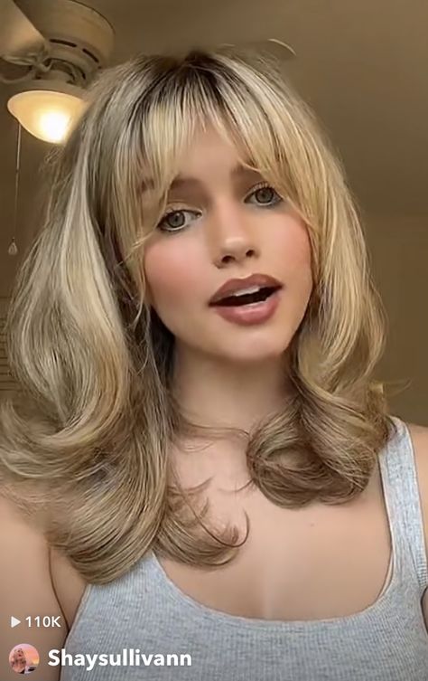 Shay Sullivan, Bangs Inspo, Ash Blonde Hair Dye, Butterfly Haircut, Butterfly Cut, Blonde Layers, Dyed Blonde Hair, Birthday Hair, Ash Blonde Hair