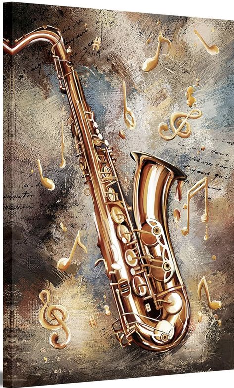 Saxophone Aesthetic, Archangel Prayers, Art Deco Artwork, Rock N Roll Art, Music Painting, Music Pictures, Diamond Painting Kits, Art Desk, Painting Vintage