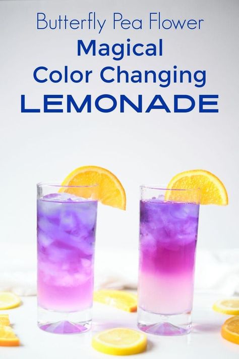 When you want a tasty beverage with a fun twist, make color changing lemonade with butterfly pea flower tea. Color Changing Lemonade, Lemonade Tea Recipe, How To Make Purple, Pea Flower Tea, Caffeine Free Drinks, Butterfly Pea Tea, Butterfly Pea Flower Tea, Butterfly Tea, Energy Tea