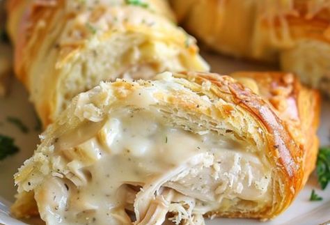 Chicken Stuffed Crescent Rolls Stuffed Chicken Cresent Rolls, Creamy Chicken Rolls, Chicken Stuffed Croissants, Chicken Stuffed Crescent Rolls Recipe, Baked Chicken Stuffed Crescent Rolls, Chicken Roll Ups Crescent, Crescent Roll Chicken, Chicken Stuffed Crescent Rolls, Crescent Roll Recipe