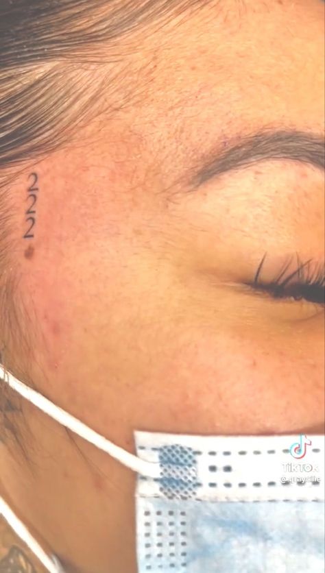 Side Of Face Tattoo Women Small, 222 Face Tattoo, Lil Face Tattoos, Girly Small Face Tattoo, Angel Number Face Tattoo, 444 Face Tattoo, Dainty Face Tattoos For Women, Unique Neck Tattoos Women, Tiny Face Tattoo