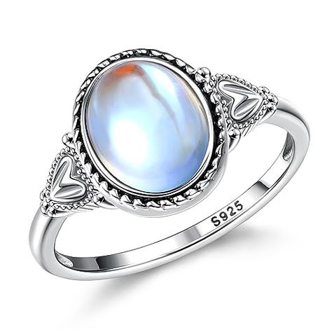 Thunaraz Sterling Silver Mood Rings Moonstone for Women Vintage Handmade Victorian Rings Oval Solitaire Ring 18K White Gold Plated Color Change Mood Rings Womens Jewelry Sterling Silver Mood Ring, Rings Moonstone, Friendship Couple, Oval Solitaire Ring, Mood Rings, Rings Oval, Mood Stone, Moonstone Ring Sterling Silver, Mood Ring