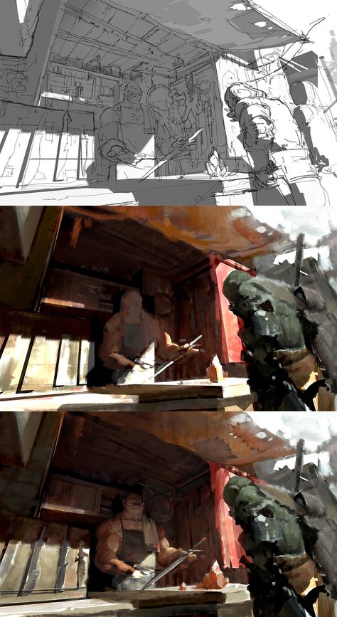 ArtStation - T05, LI HH Level Design Concept Art, Environment Digital Art, Environment Concept Art Tutorial, Light Drawing Reference, Environment Reference Photography, Background Painting Tutorial, Comic Process, Thumbnails Art, Concept Art Process