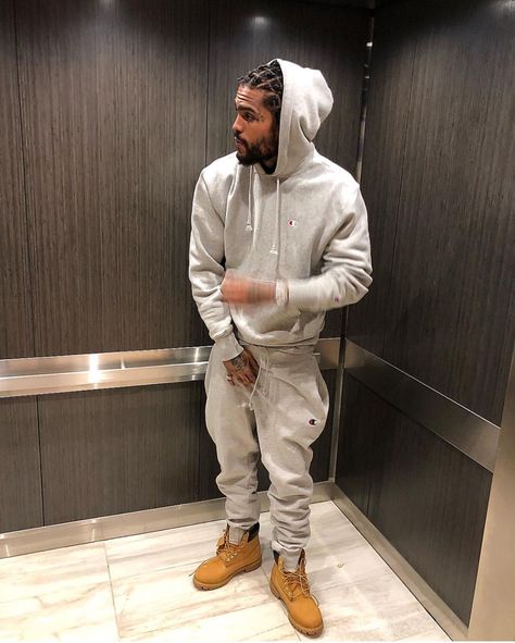 Black Timbs Outfit, Tomboys Outfit, Black Men Fashion Urban, Timberland Boots Outfit, Timberland Outfits, Dave East, Rapper Outfits, Black Men Fashion Swag, Black Men Street Fashion