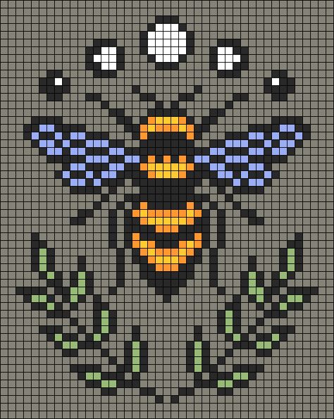 Dragonfly Grid Pattern, Moth Grid Pattern, Bug Tapestry Crochet, Bee Alpha Pattern, Beetle Alpha Pattern, Bee Perler Bead Pattern, Pixel Art Bee, C2c Graphgan Charts Free, Bee Pixel Art