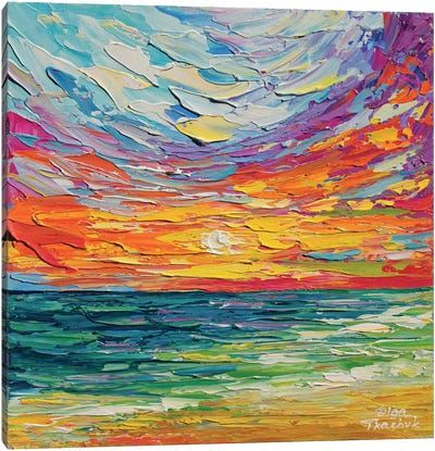 Impasto Painting Acrylic Abstract, Sunset Over The Sea, Bright Sunset, Knife Ideas, Palette Knife Art, Sunset Ocean, Ocean Shores, Paint Night, Seascape Art