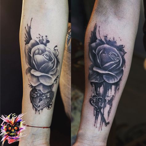 #tattoo for couple Couples Flower Tattoo, Tattoo For Couple, Stunning Tattoos, French Tattoo, Drawing Styles, Matching Couple Tattoos, Couple Tattoos, Meaningful Tattoos, Rose Tattoo