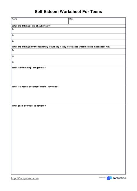 Self Esteem Worksheets For Teens & Example | Free PDF Download Communication Worksheets For Teens, Self Esteem Worksheets For Teens, Life Skills Activities For Teens, Self Esteem Activities For Teenagers, Teen Therapy Activities, Counselling Resources, Psychology Resources, Counseling Worksheets, Self Esteem Worksheets